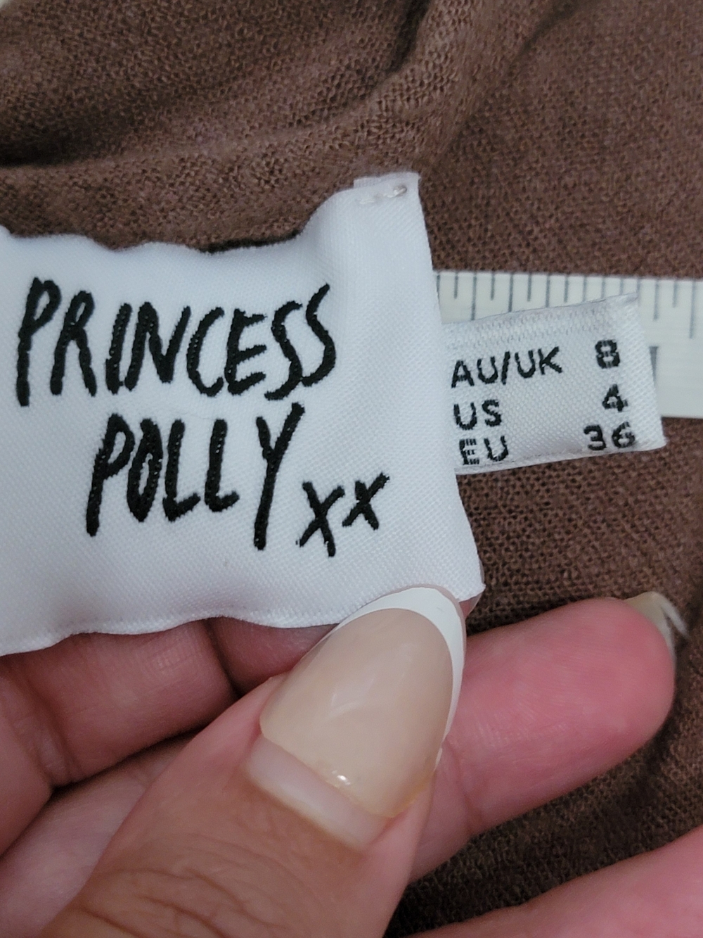 Princess Polly Tessa Romper Brown With Tie Strap Details Linen Blend Size 4 - Picture 4 of 8